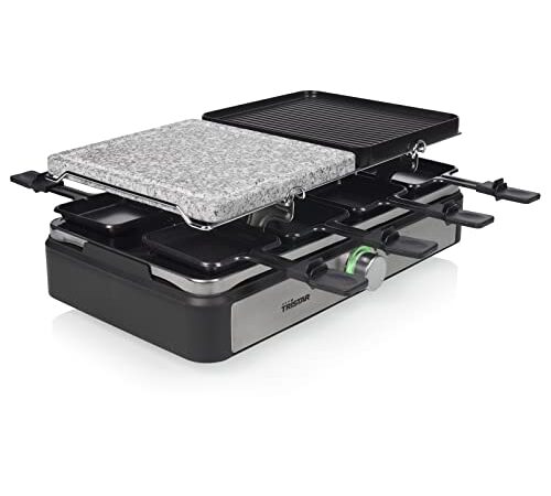 Appareil à raclette 4-en-1 Tristar RA-2725 - Raclette, gril, plancha, pierre à cuire - Pour 8 personnes - Surface de cuisson : 2 x 21 x 23-1 400 W