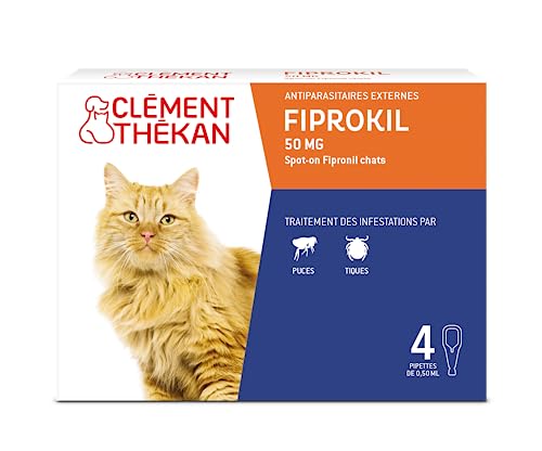 Clément Thékan - Anti-puces et anti-tiques pour chats - 4 pipettes - Fiprokil