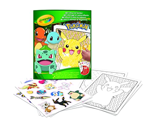 CRAYOLA - Album de Coloriage Pokémon avec Stickers, 32 Pages Amusantes et 4 Feuilles d'Autocollants, Activité Créative pour les Enfants à Partir de 3 Ans, 04-2740