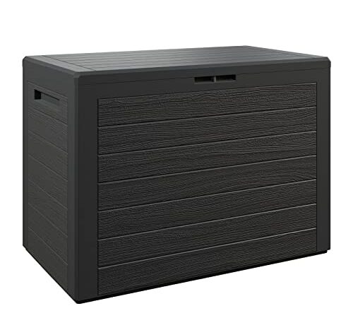 Deuba Coffre de rangement 190 L Anthracite Poignées latérales Malle de rangement Intérieur Extérieur Jardin Terrasse Balcon