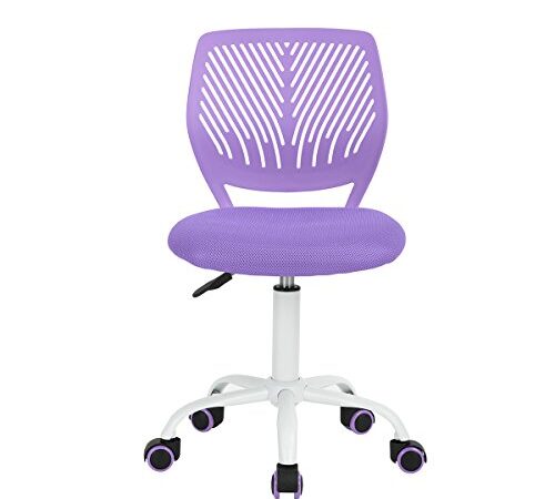Homy Casa – Chaise de bureau pivotante réglable en tissu, chaise de bureau ergonomique sans accoudoir (violet)