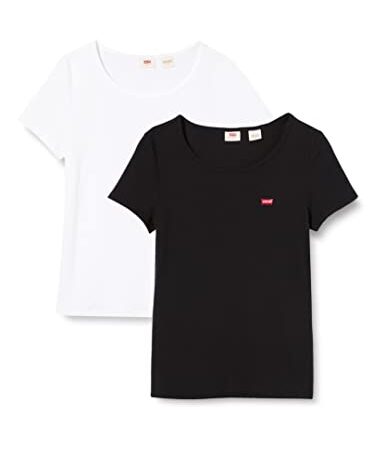 Levi's 2-Pack Tee T-Shirt Femme, White +/Mineral Black, L