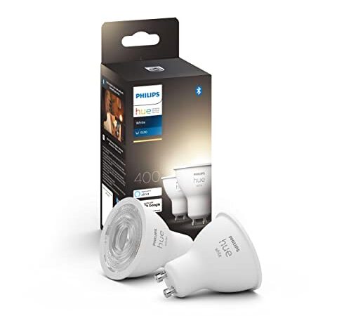 Philips Hue White, ampoules LED Connectées GU10, Compatible Bluetooth, pack de 2, fonctionne avec Alexa, Google Assistant et Apple Homekit