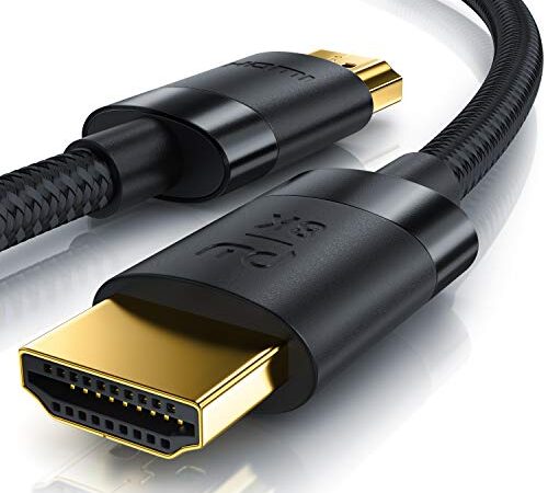 Primewire - Câble HDMI 2.1 8k 4k 5m 5 mètres, 8 k @ 30Hz, 120Hz avec DSC, 4 k @144Hz, 240Hz avec DSC - UHD II, HDMI 2.0a, 2.0b, PS5, PS4, 3D, Haut débit Ethernet Dynamic HDR 10+ eARC Dolby Vision