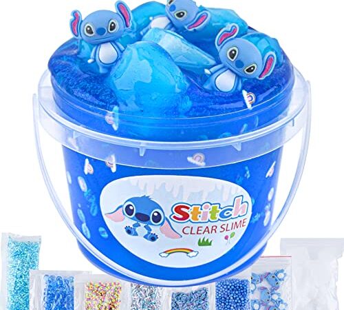 Slime Transparent, 300 ML Bleu Jelly Cube Glimmer Croquant Slime, Cadeau de fête pour Enfants, Cadeau d'anniversaire Pâques Noël Nouvel an pour Filles et garçons de 6 7 8 9 10 Ans et Plus 818